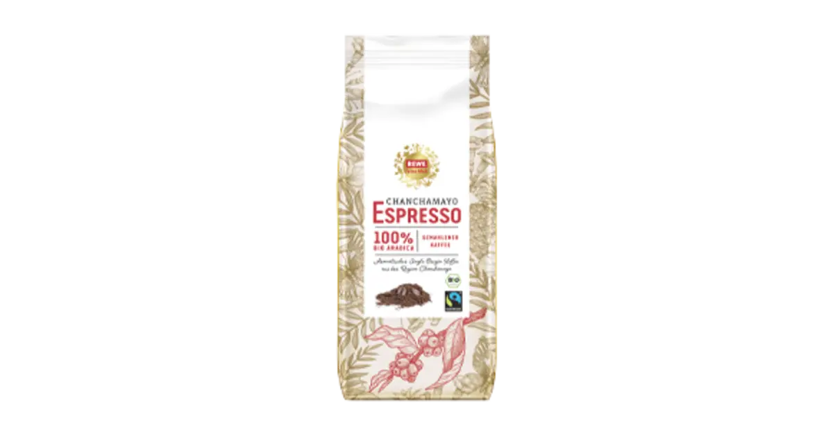 Eine Packung REWE Feine Welt Bio Chanchamayo-Espresso.