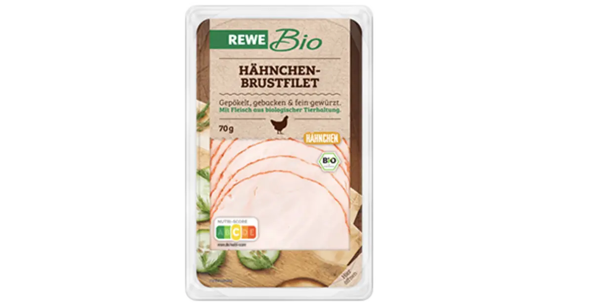 Eine Packung REWE Bio Hähnchen Brustfilet.