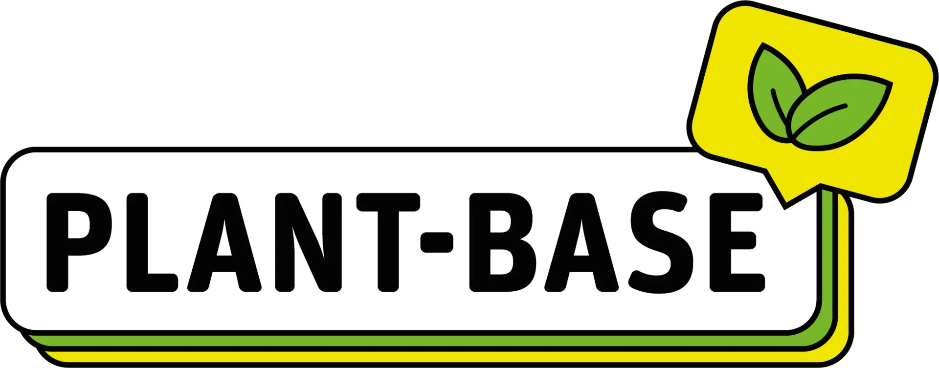 In einer illustrierten Sprechblase steht das Wort „Plant-Base“. 