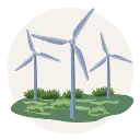 Illustrierte Windräder.