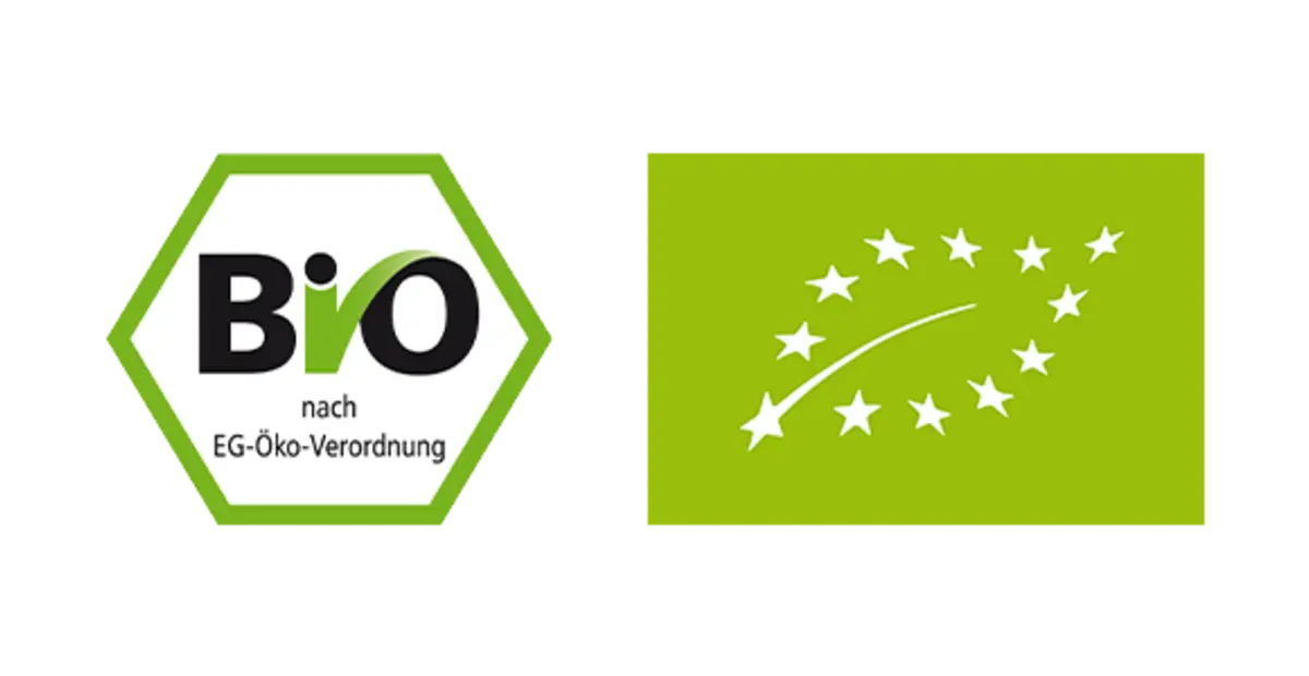 Das deutsche Bio-Siegel und das EU-Bio-Siegel. 