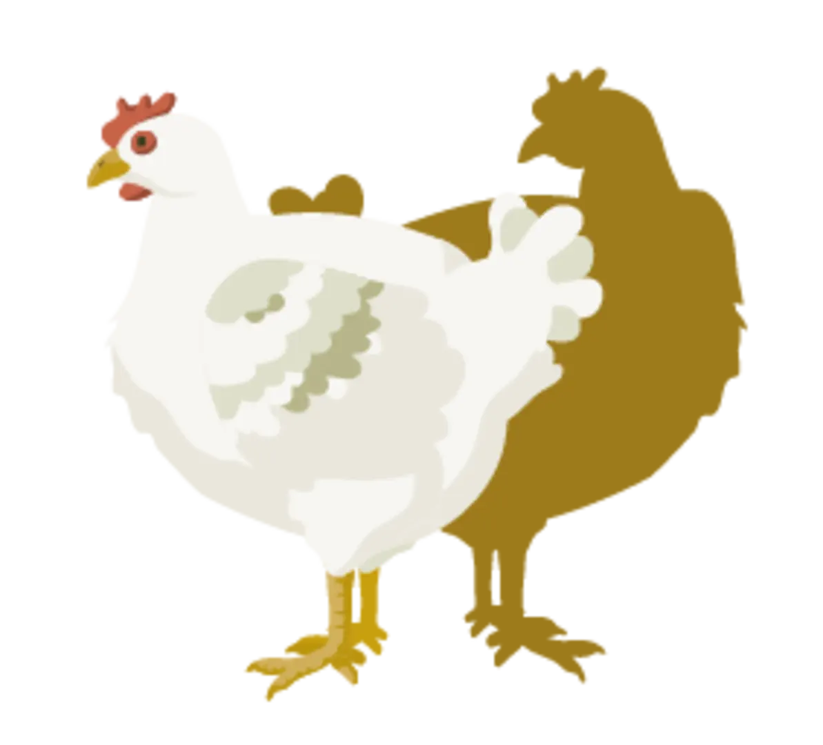 Ein kleines, illustriertes Hähnchen.