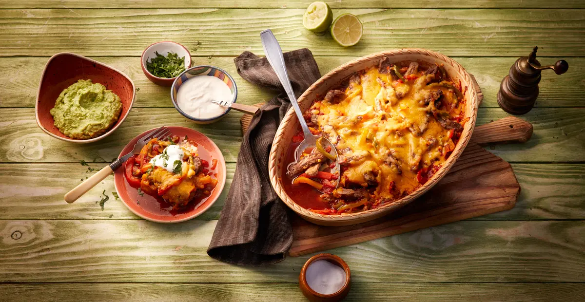 Überbackene Fajitas mit Rind
