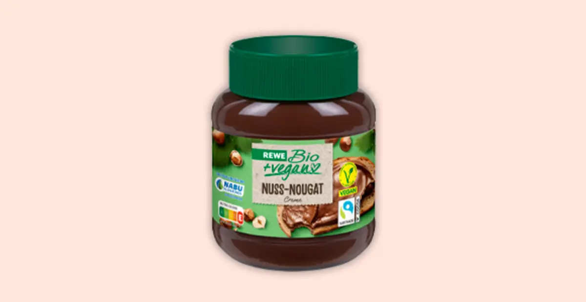 Ein Glas REWE Bio Nuss-Nougat-Creme.
