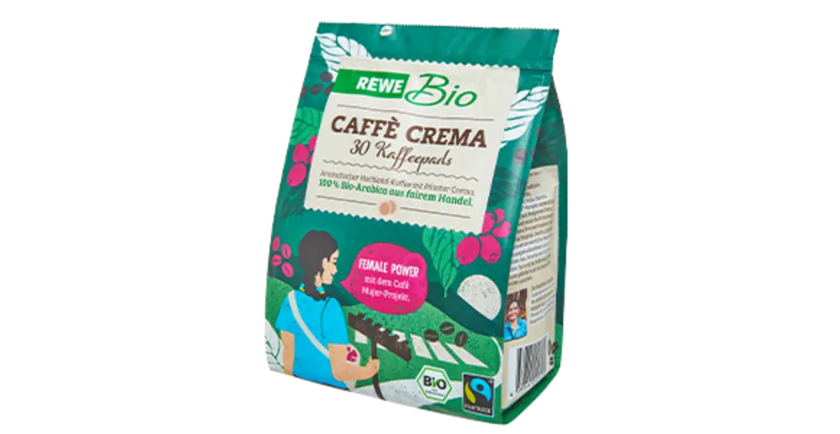 Eine Packung REWE Bio Caffè Crema. 