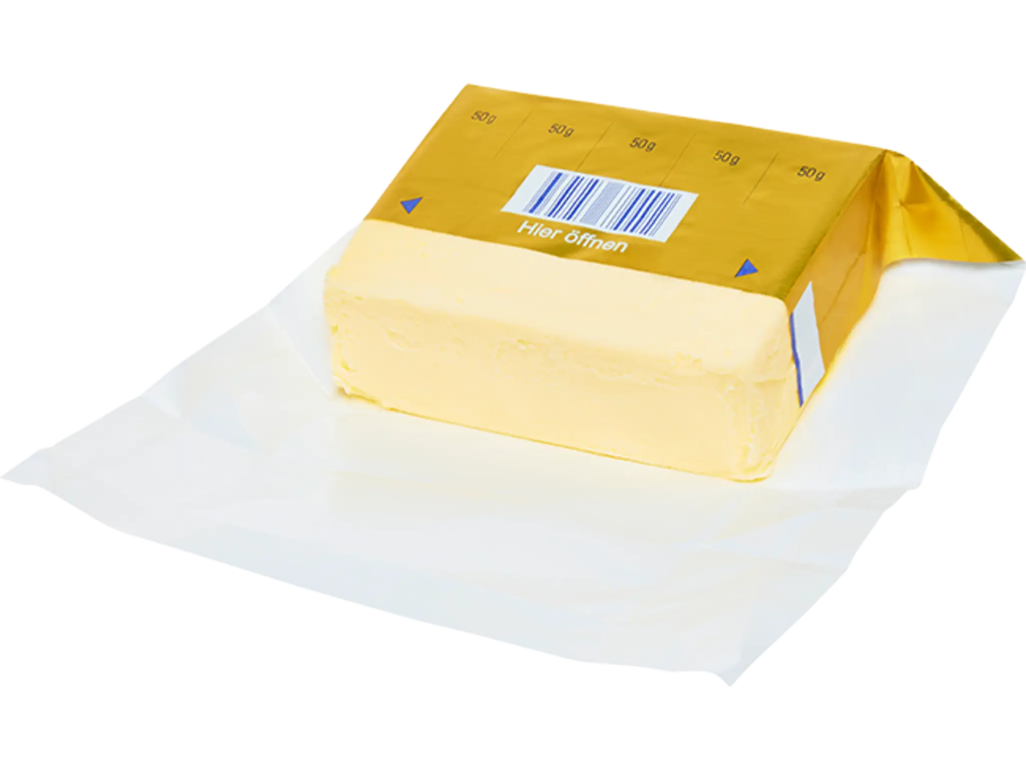 ja! Deutsche Markenbutter und ja! Irische Butter in der neuen Verpackung aus Monomaterial.