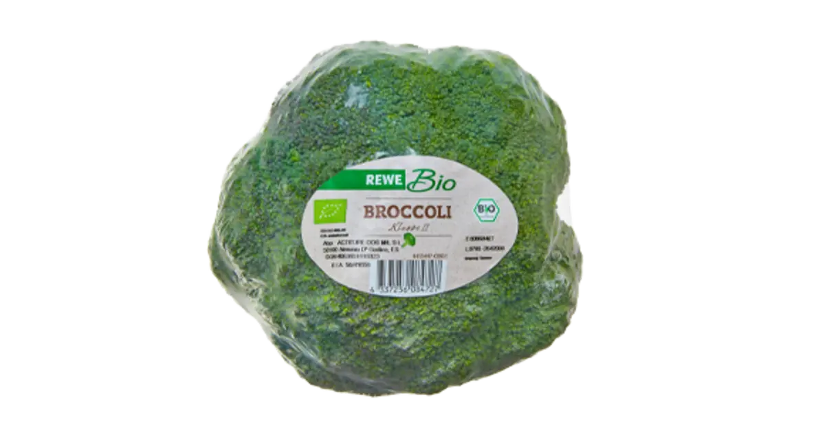 Ein Bild von REWE Bio Brokkoli in der Verpackung.