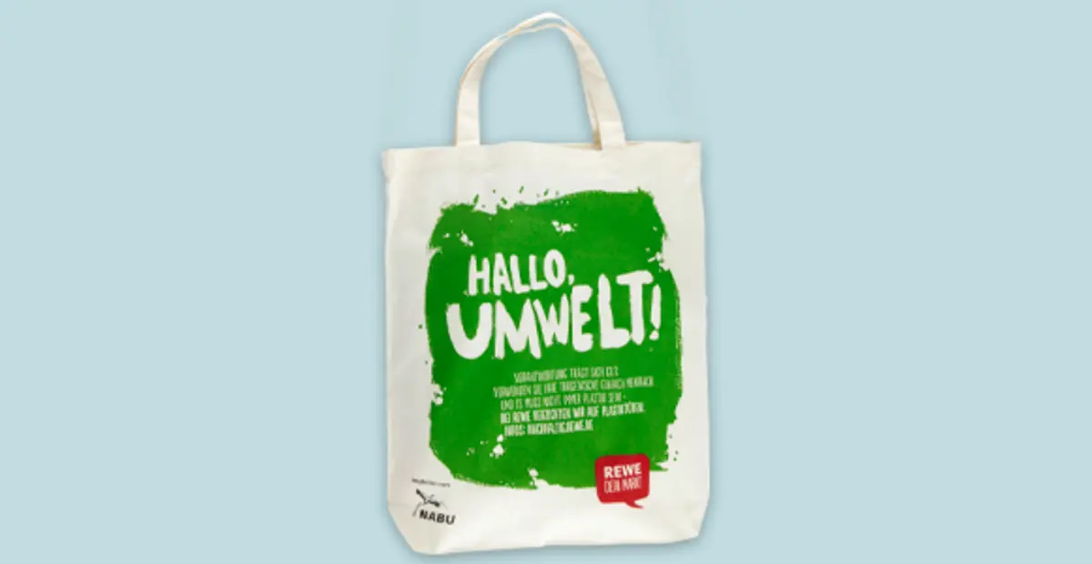 Ein REWE Baumwollbeutel.