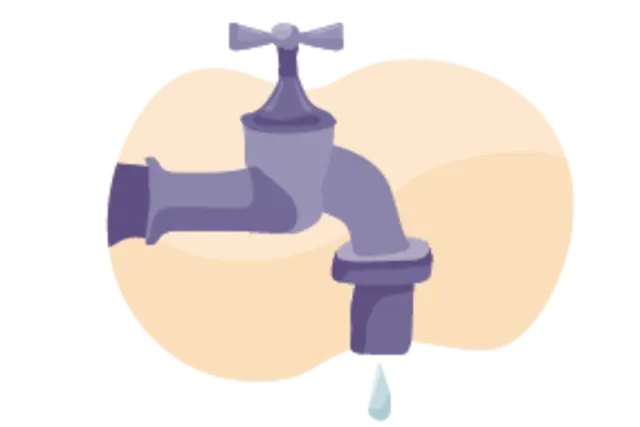 Ein illustrierter tropfender Wasserhahn.