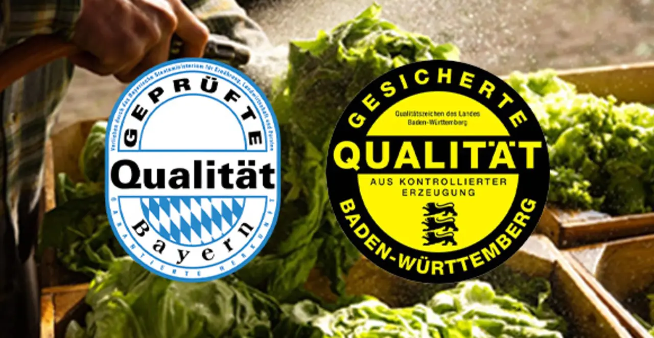 Zwei Logos mit Qualitätssiegeln aus Bayern und Baden-Württemberg
