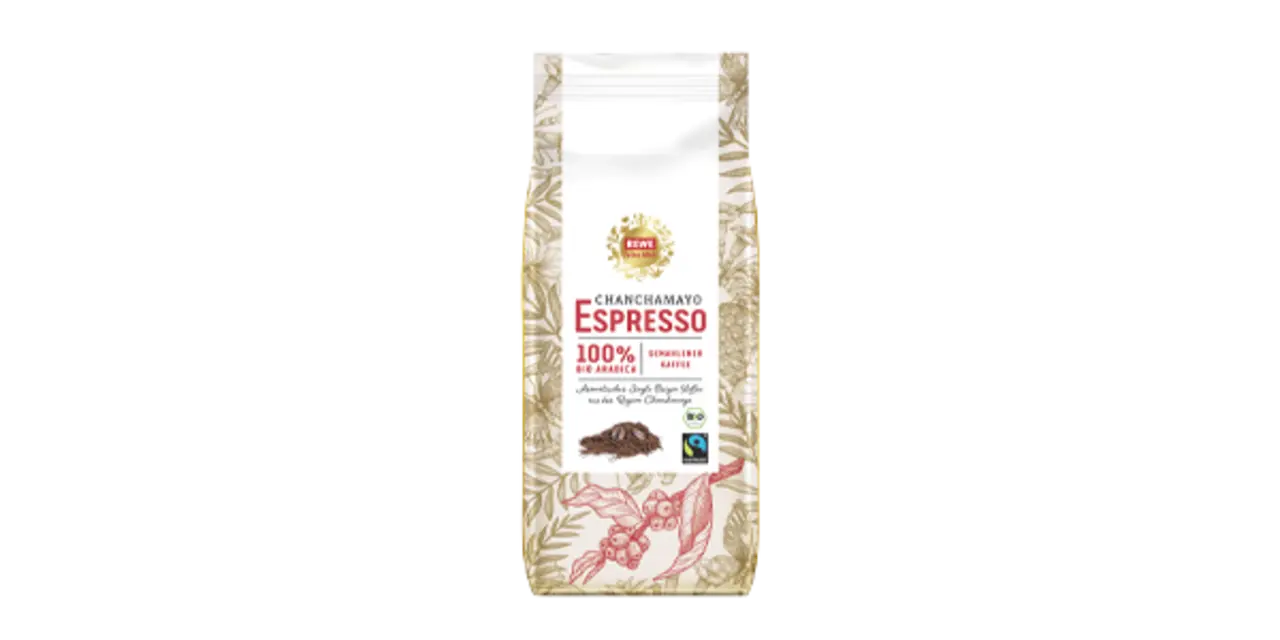 Eine Packung REWE Feine Welt Bio Chanchamayo-Espresso.