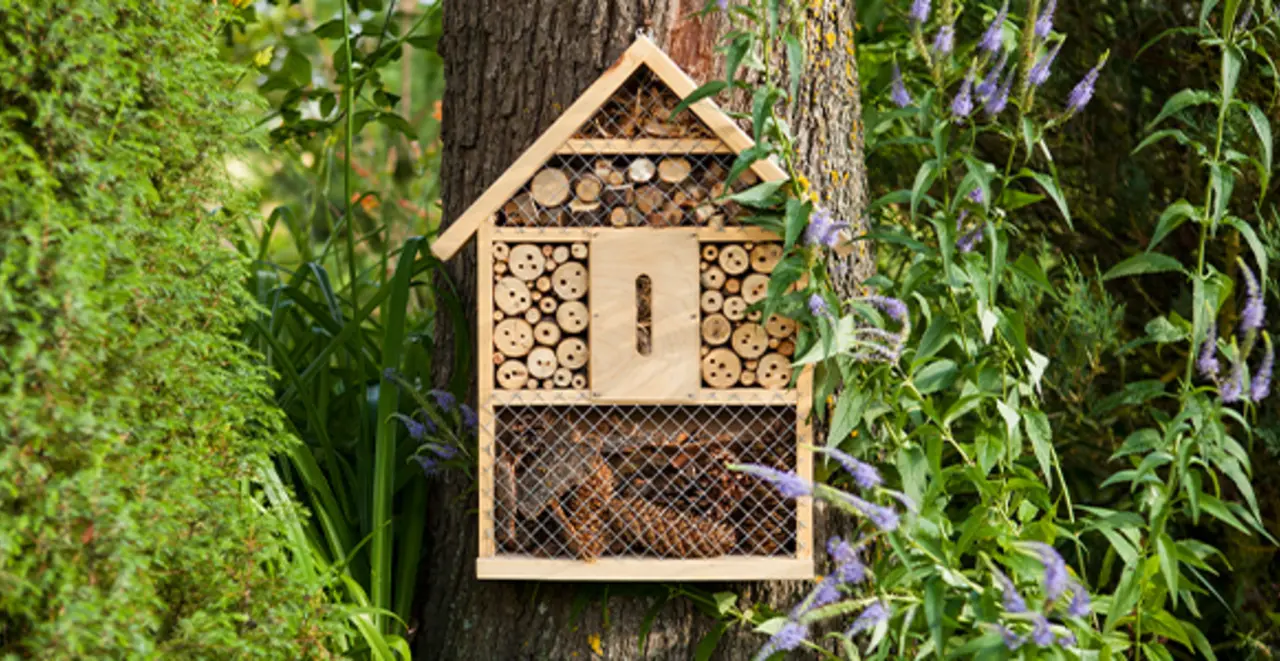 Ein selbstgebautes Insektenhotel.