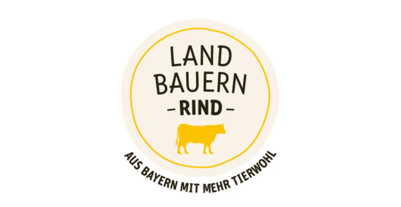 Logo mit der Aufschrift "Landbauern Rind - Aus Bayern mit mehr Tierwohl"