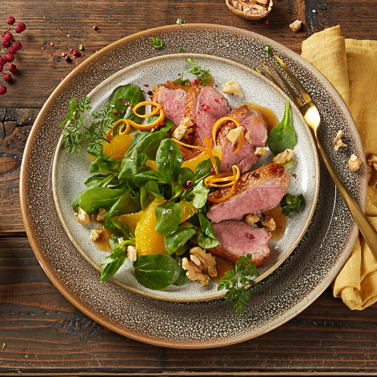 Entenbrustfilet auf Feldsalat