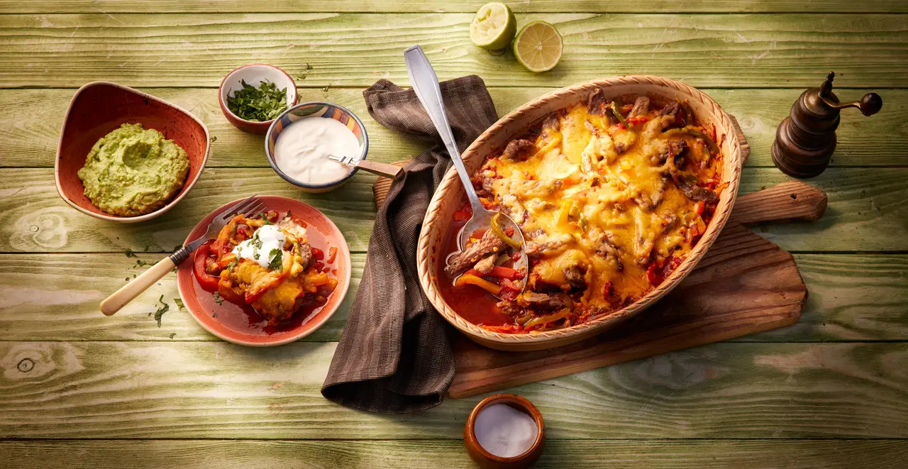 Überbackene Fajitas mit Rind