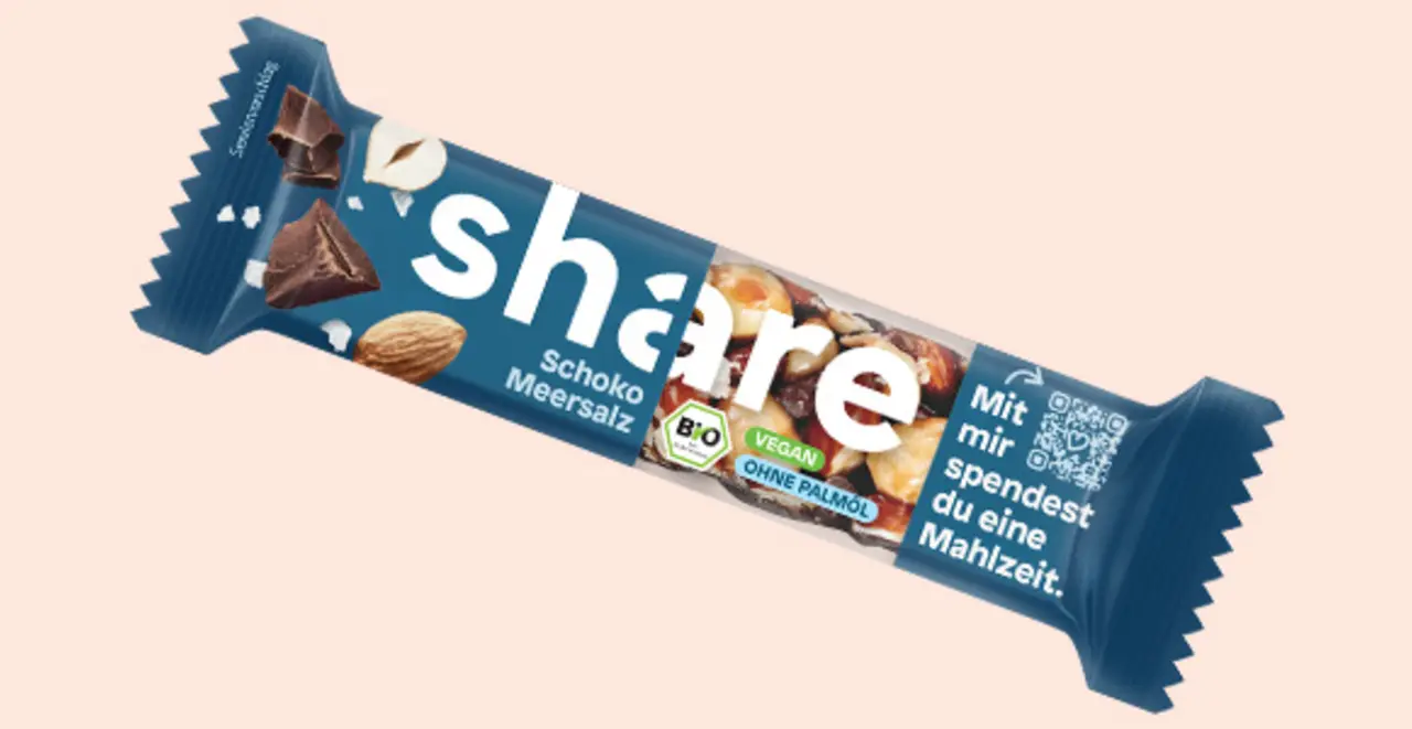 Ein share Bio-Riegel Schoko Meersalz.