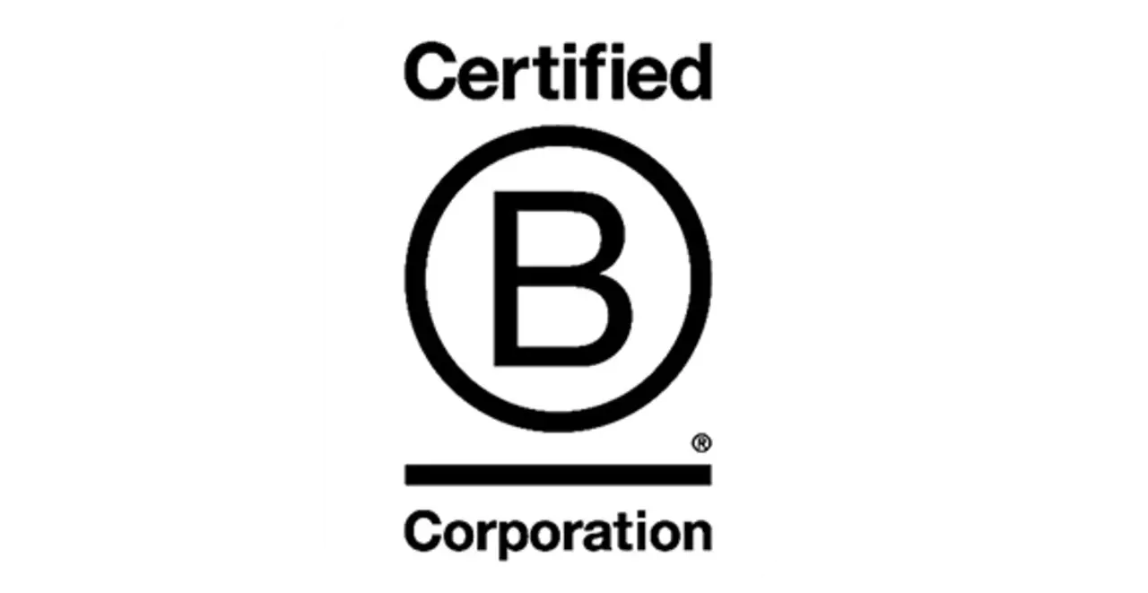 Das B Corp Logo mit dem Schriftzug „Certified B Corporation®.