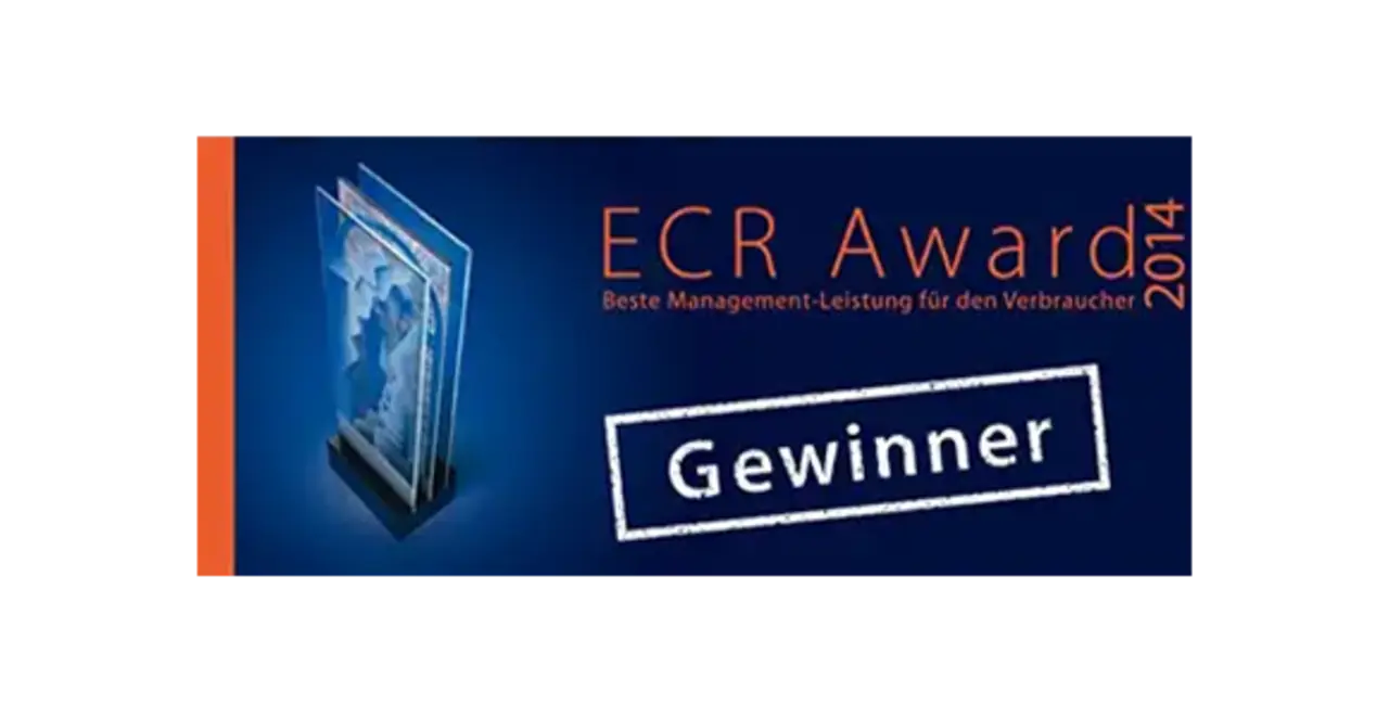 Die Auszeichnung „Gewinner beim ECR Award 2014“ für „Beste Management-Leistung“ für die Verbraucher:innen. 