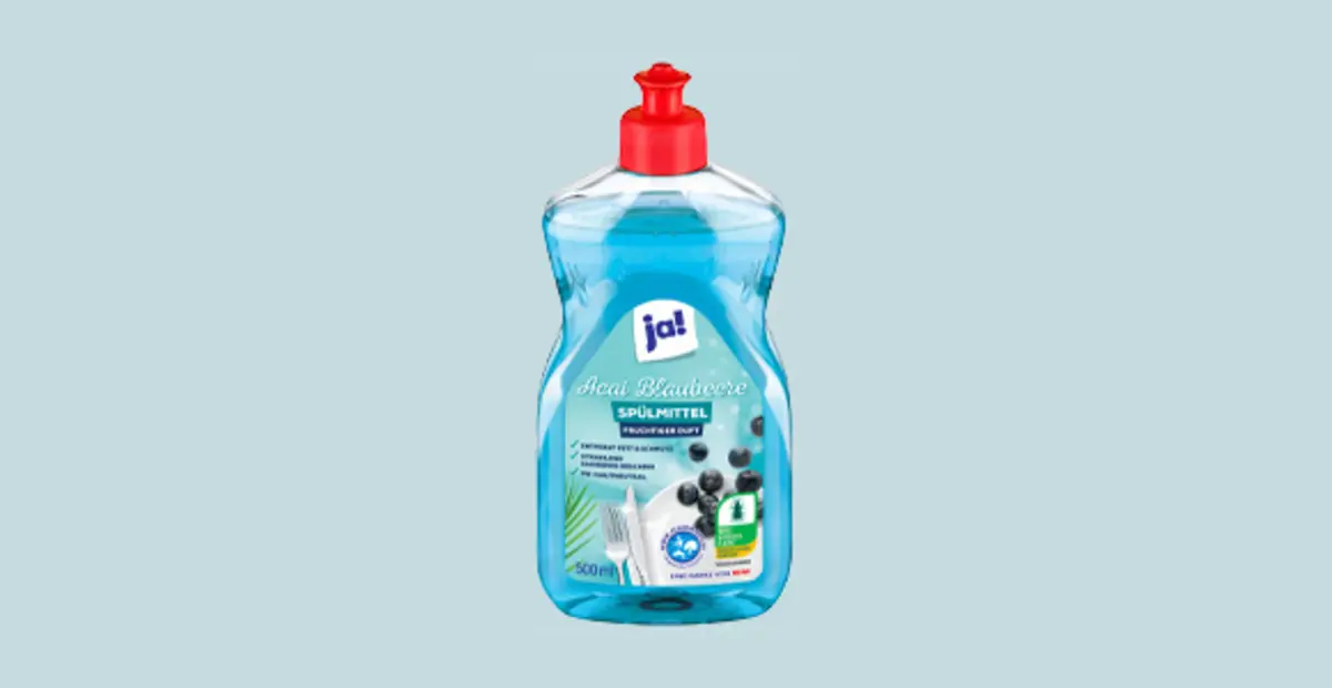 ja! Spülmittel Acai Blaubeere (500 ml) in einer Flasche aus 100 % Recyclat.