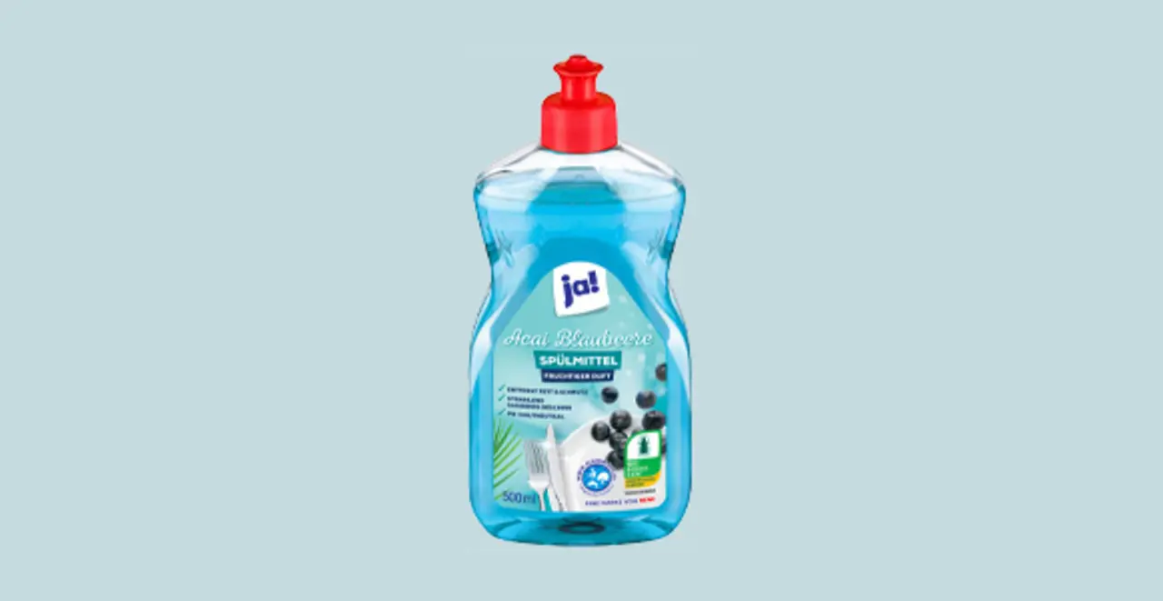 ja! Spülmittel Acai Blaubeere (500 ml) in einer Flasche aus 100 % Recyclat.