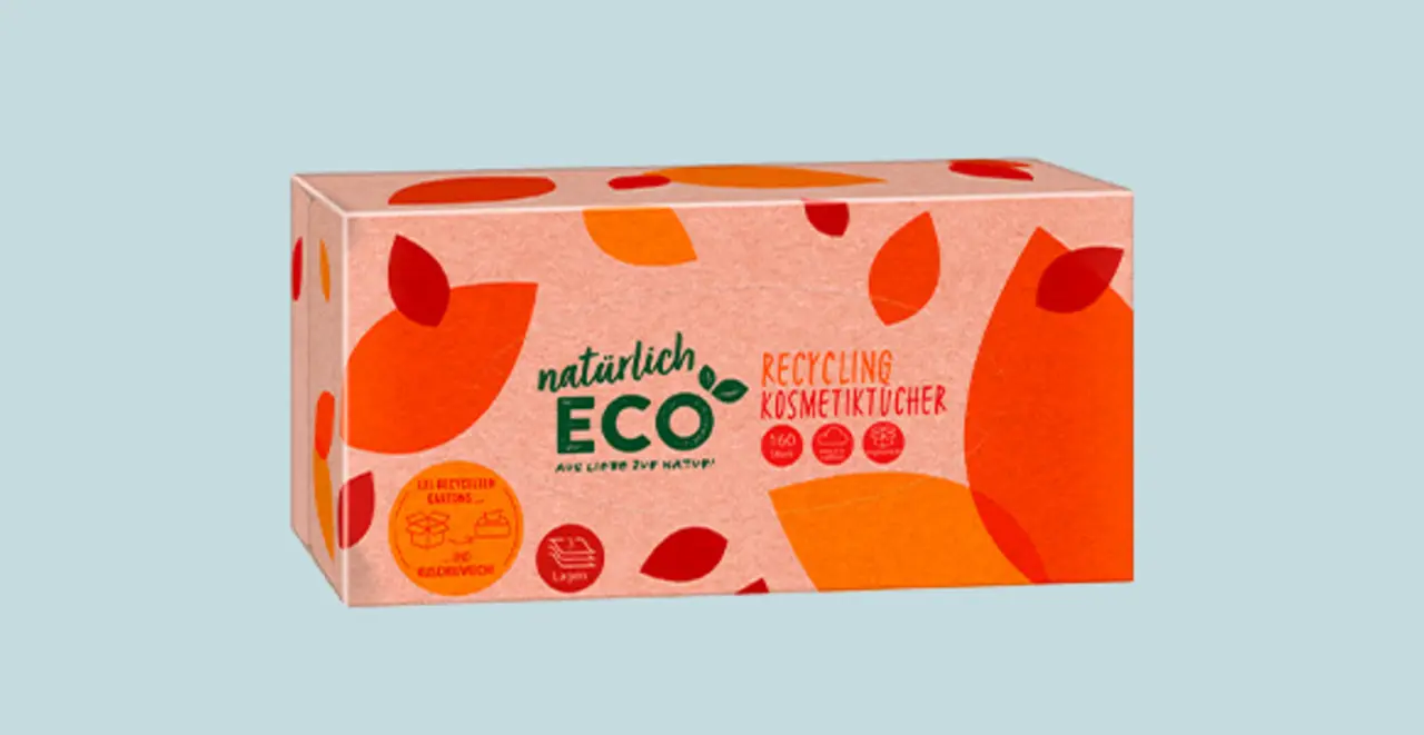 Eine Packung natürlich ECO Kosmetiktücher.