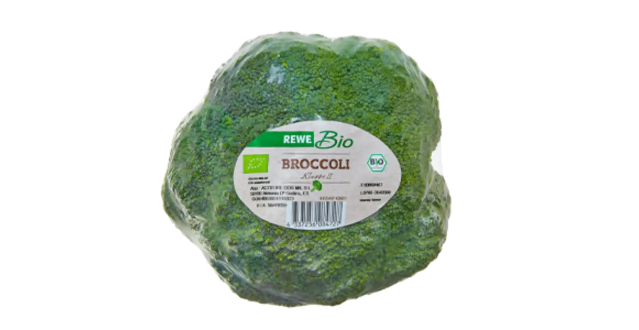 Ein Bild von REWE Bio Brokkoli in der Verpackung.