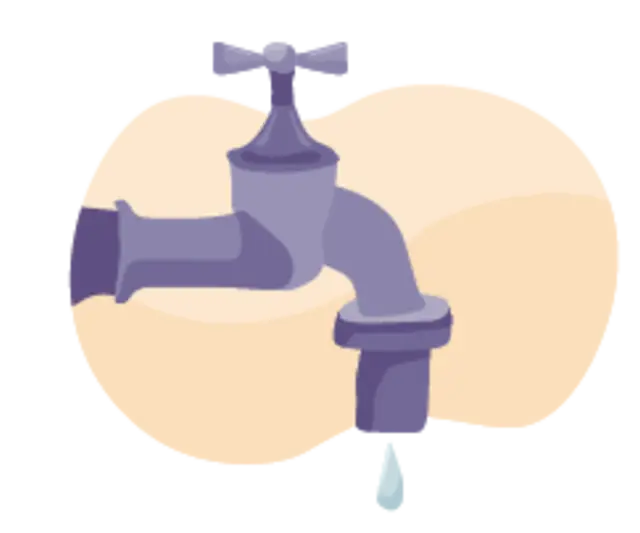 Ein illustrierter tropfender Wasserhahn.