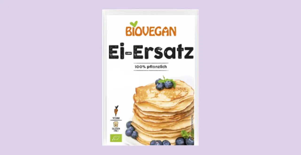 Eine Packung Biovegan Bio Ei-Ersatz vegan glutenfrei.